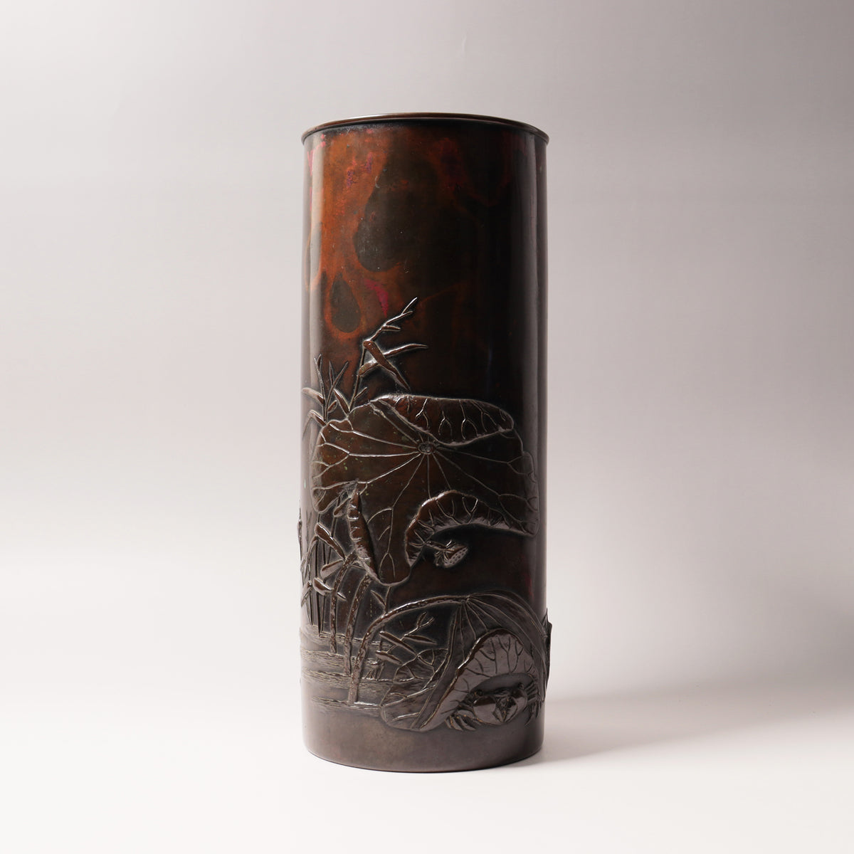 初代清雲 惣右衛門／斑紫銅花瓶[k0546]【Bronze vase by SEIUN - Hara