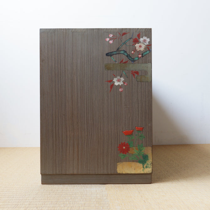 桐小箪笥-木目込み草花図【KIRI small chest with peinted flowers design 】[j1173]Japanese vintage Furniture