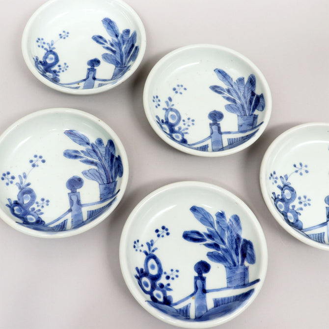 古伊万里染付豆皿５客[p0330]【Old IMARI small plate-5pcs】