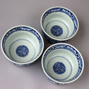 古伊万里牡丹唐草図染付蓋碗　3客[p0327]【Old IMARI bowl‐3pcs】