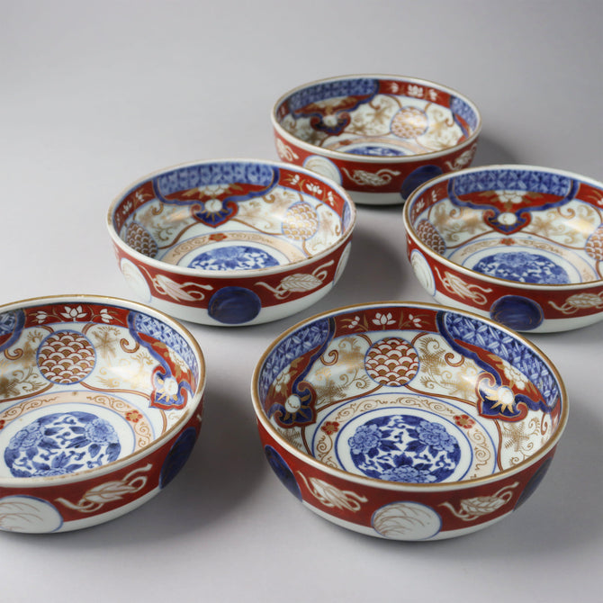 古伊万里赤絵春寒鉢 五客揃い [p0333]【Old IMARI bowl 5pcs.】 – 青梵ギャラリー