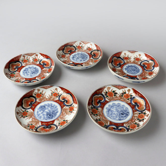 伊万里赤絵小皿　五客揃い　[p0340]【Old IMARI small plate 5 pcs.】