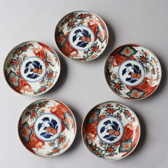 伊万里赤絵小皿　五客揃い　[p0339]【Old IMARI small plate 5 pcs.】