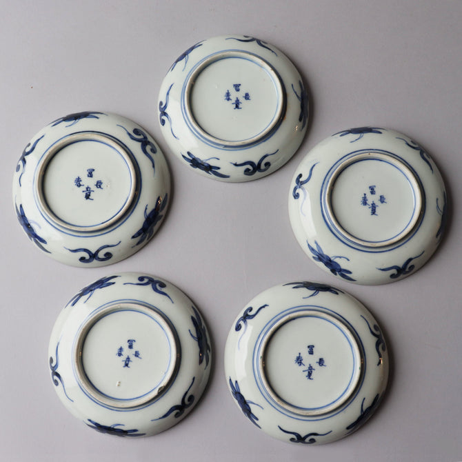 伊万里赤絵小皿　五客揃い　[p0339]【Old IMARI small plate 5 pcs.】