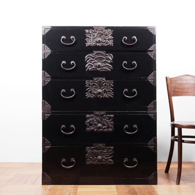 時代箪笥／黒塗庄内衣裳箪笥【SHONAI clothing chest】[j1168] Japanese Antique Furniture –  青梵ギャラリー